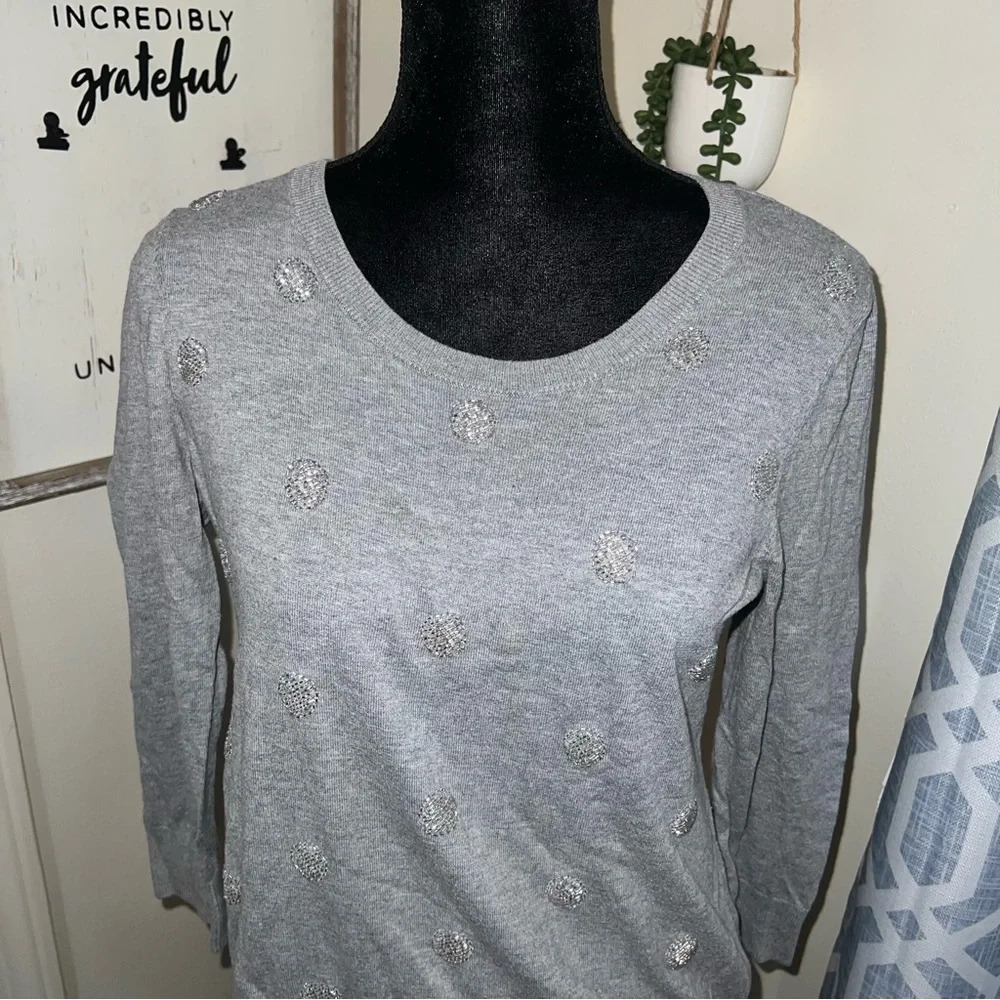 Talbots gray sequins sweater - Picture 2 of 6